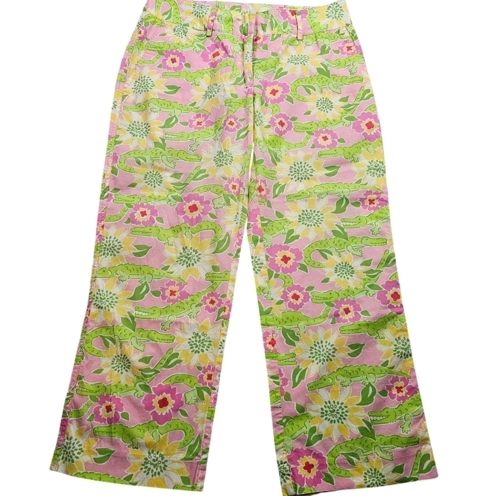 Lilly Pulitzer Vintage Y2K Retro Cropped Alligatore Pants in 4 - Picture 1 of 5